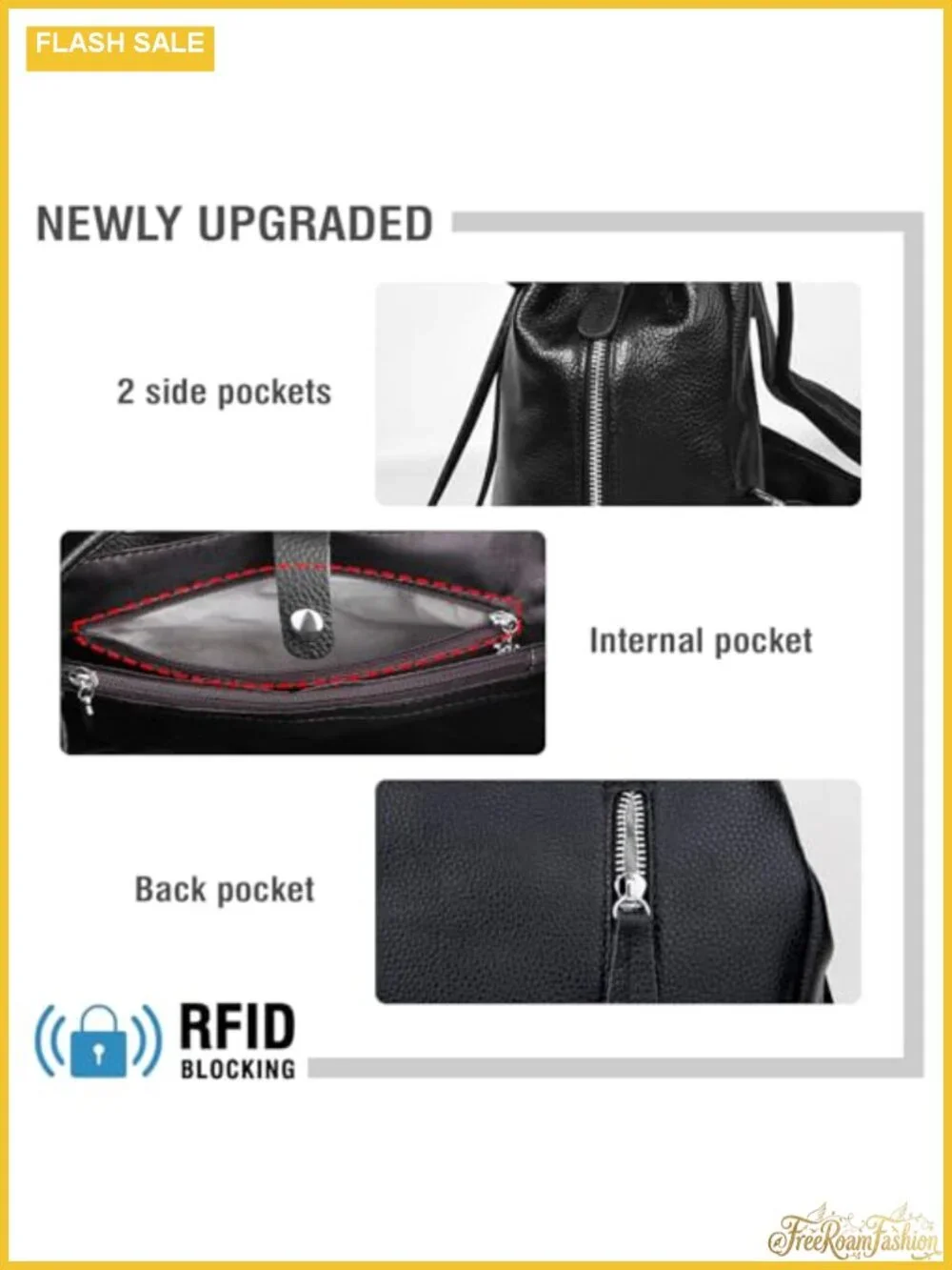Genuine Leather Backpack Purse for Women Adjustable Straps Travel Work